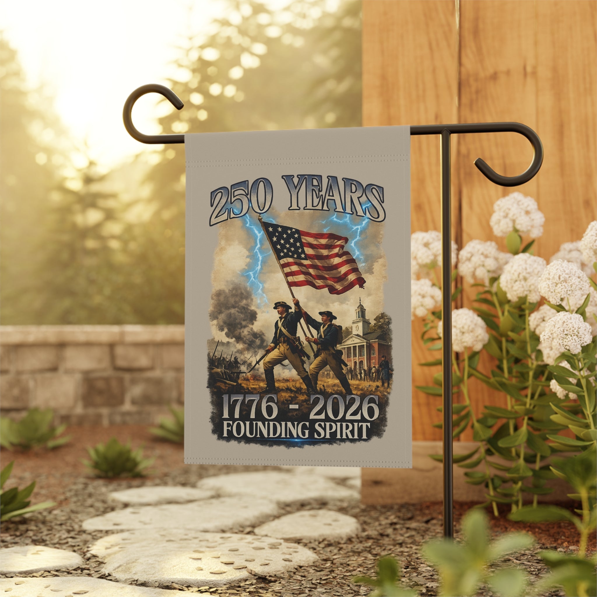 America's Founding Spirit 1776 - 2026 Garden Flag | 250 Years Edition - PatriotDepot.com