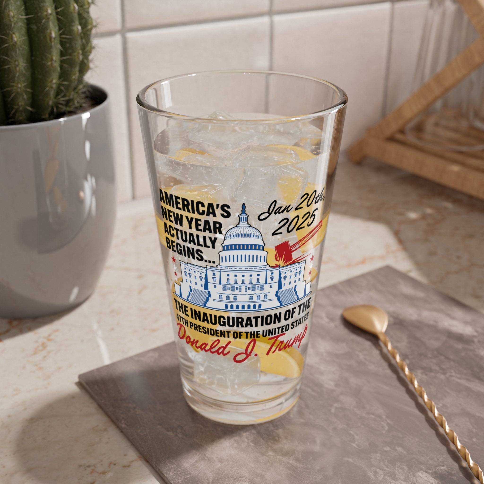 America's New Year Actually Begins January 20, 2025, Trump Pint Glass - PatriotDepot.com