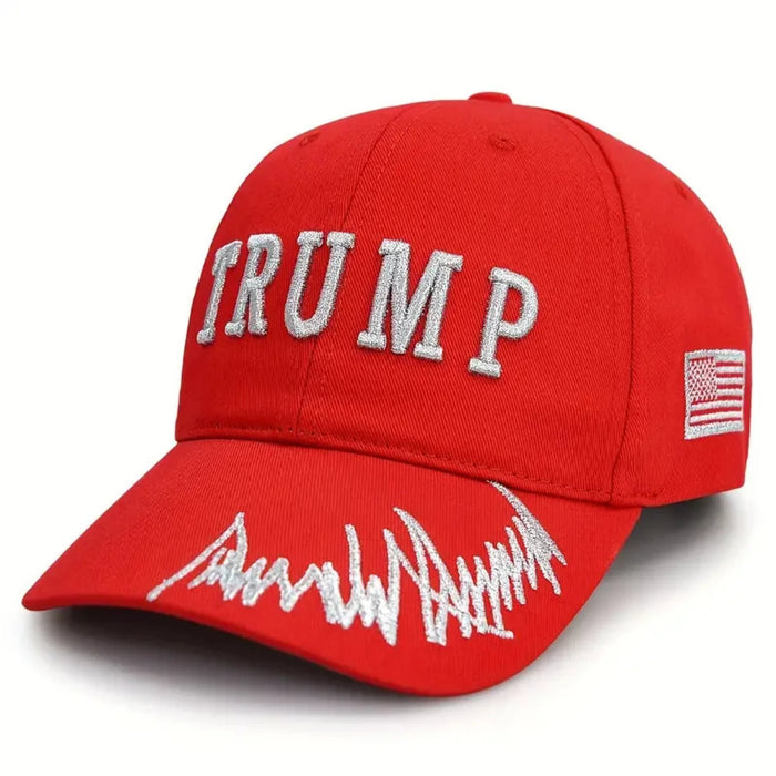 Trump 45-47 Signature Hat w/Silver Thread (3 Sided Design) Red