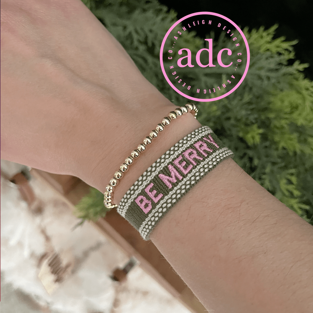Be Merry Adjustable Woven Canvas Christmas Bracelet - PatriotDepot.com
