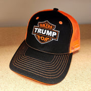 Bikers for Trump Custom Embroidered Trucker Hat (Black & Orange) - PatriotDepot.com