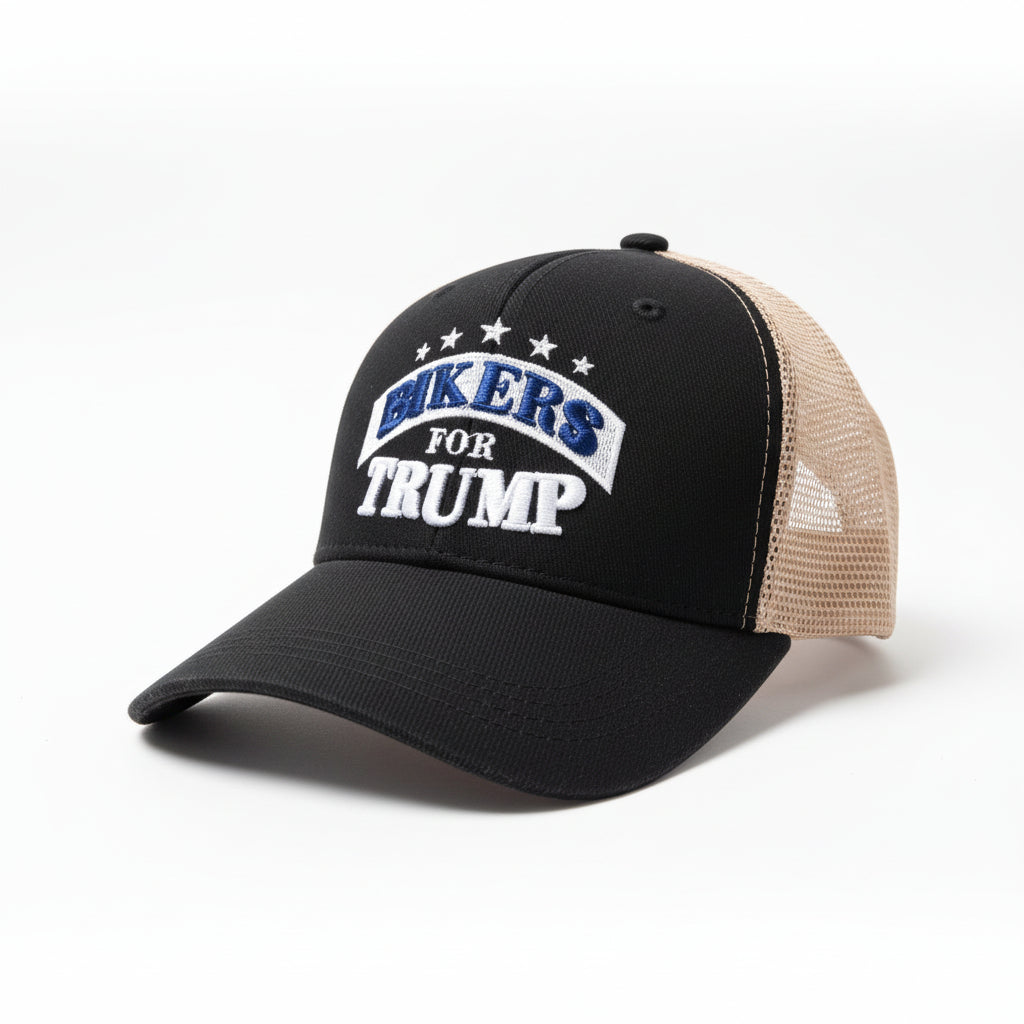 Bikers for Trump Mesh Style Trucker Hat (Black) - PatriotDepot.com