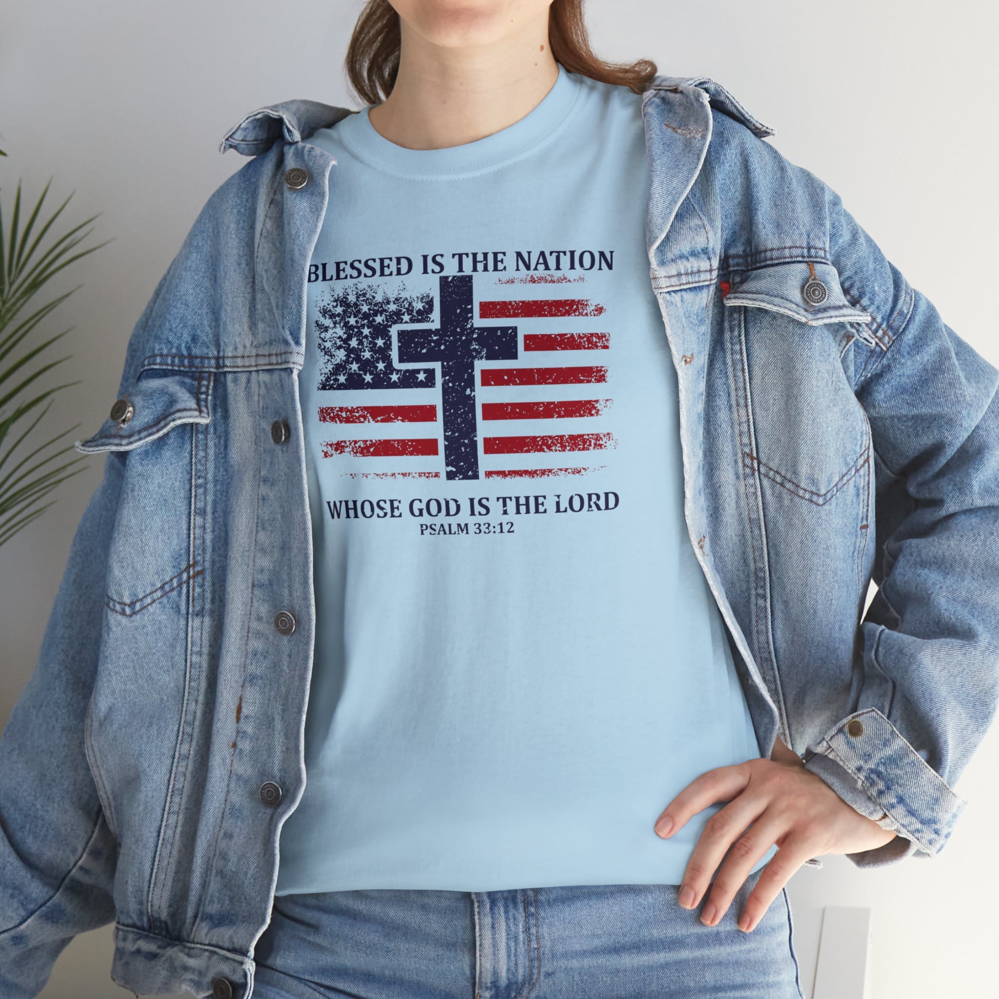 Blessed is the Nation Whose God is Lord (Psalm 33:12) Unisex T-Shirt - PatriotDepot.com