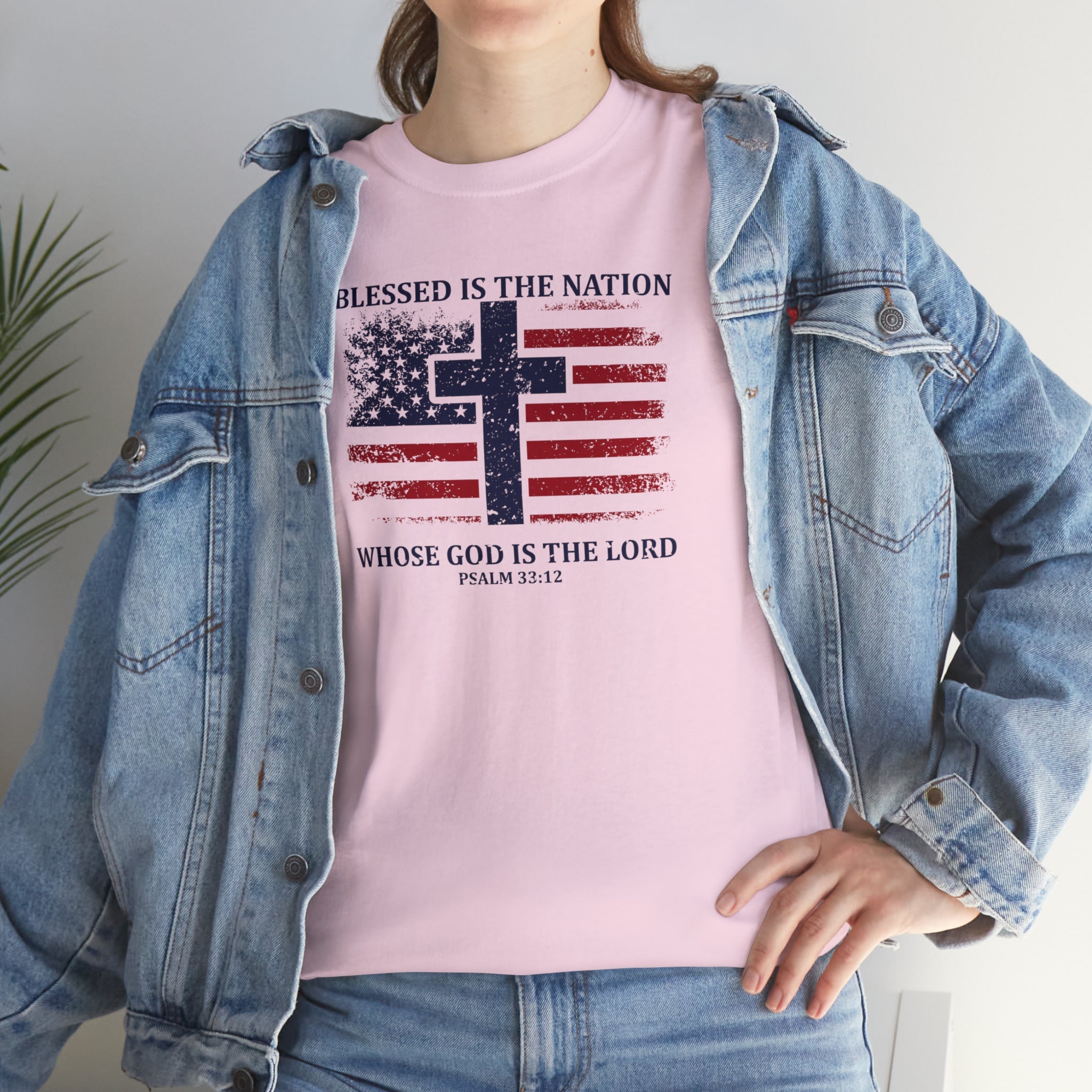 Blessed is the Nation Whose God is Lord (Psalm 33:12) Unisex T-Shirt - PatriotDepot.com