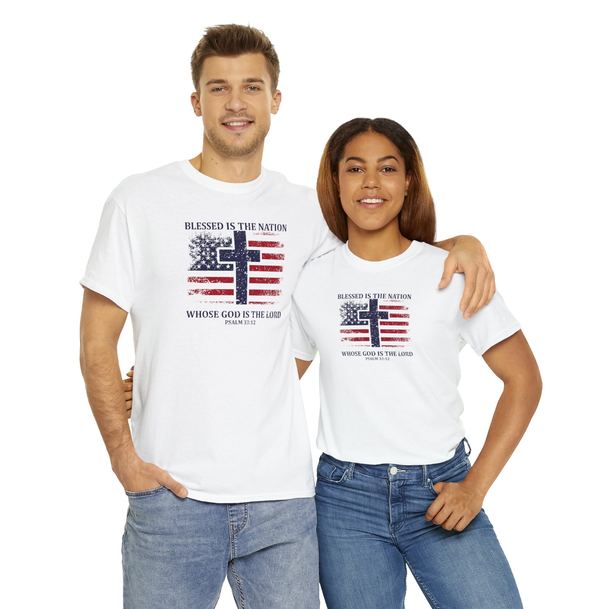 Blessed is the Nation Whose God is Lord (Psalm 33:12) Unisex T-Shirt - PatriotDepot.com