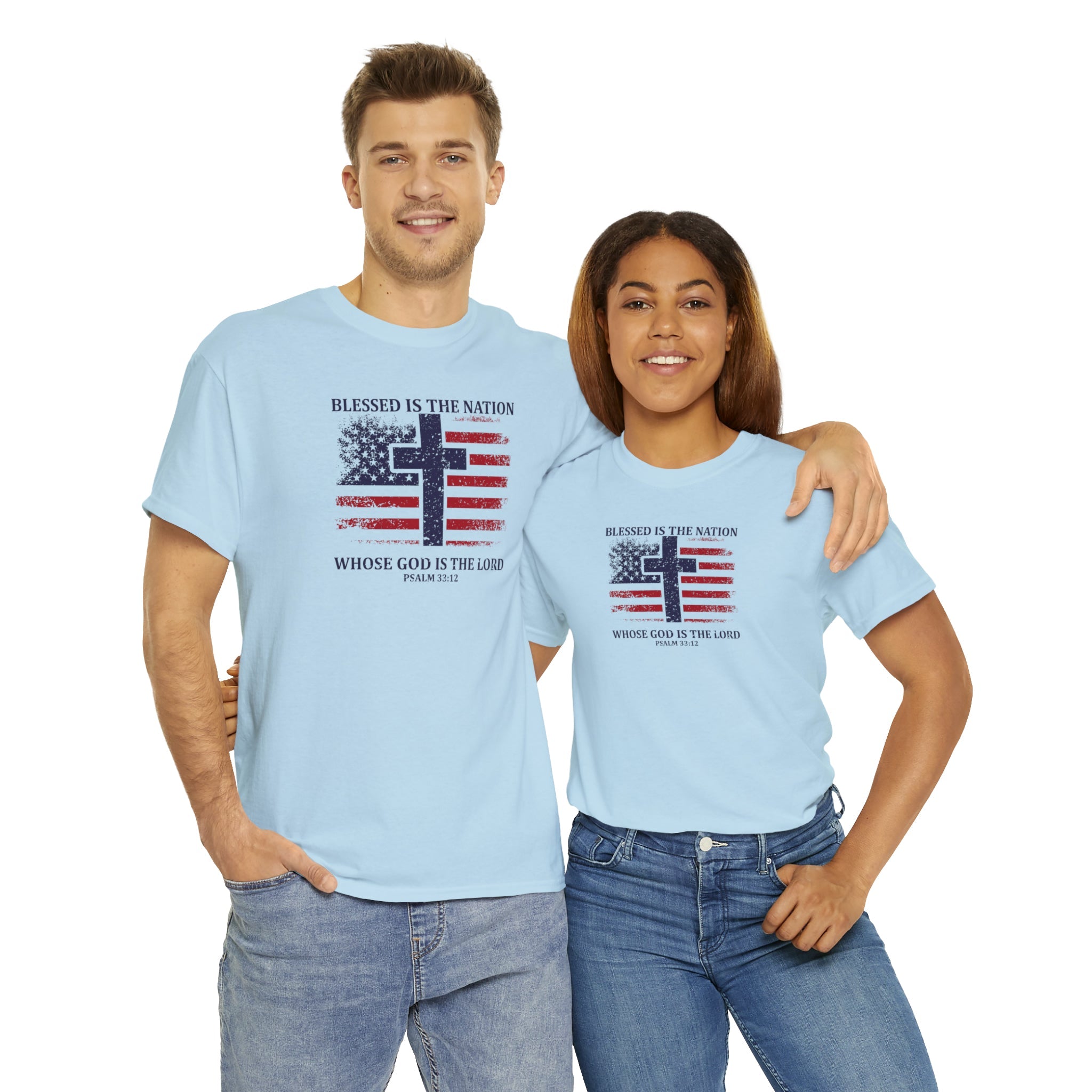 Blessed is the Nation Whose God is Lord (Psalm 33:12) Unisex T-Shirt - PatriotDepot.com