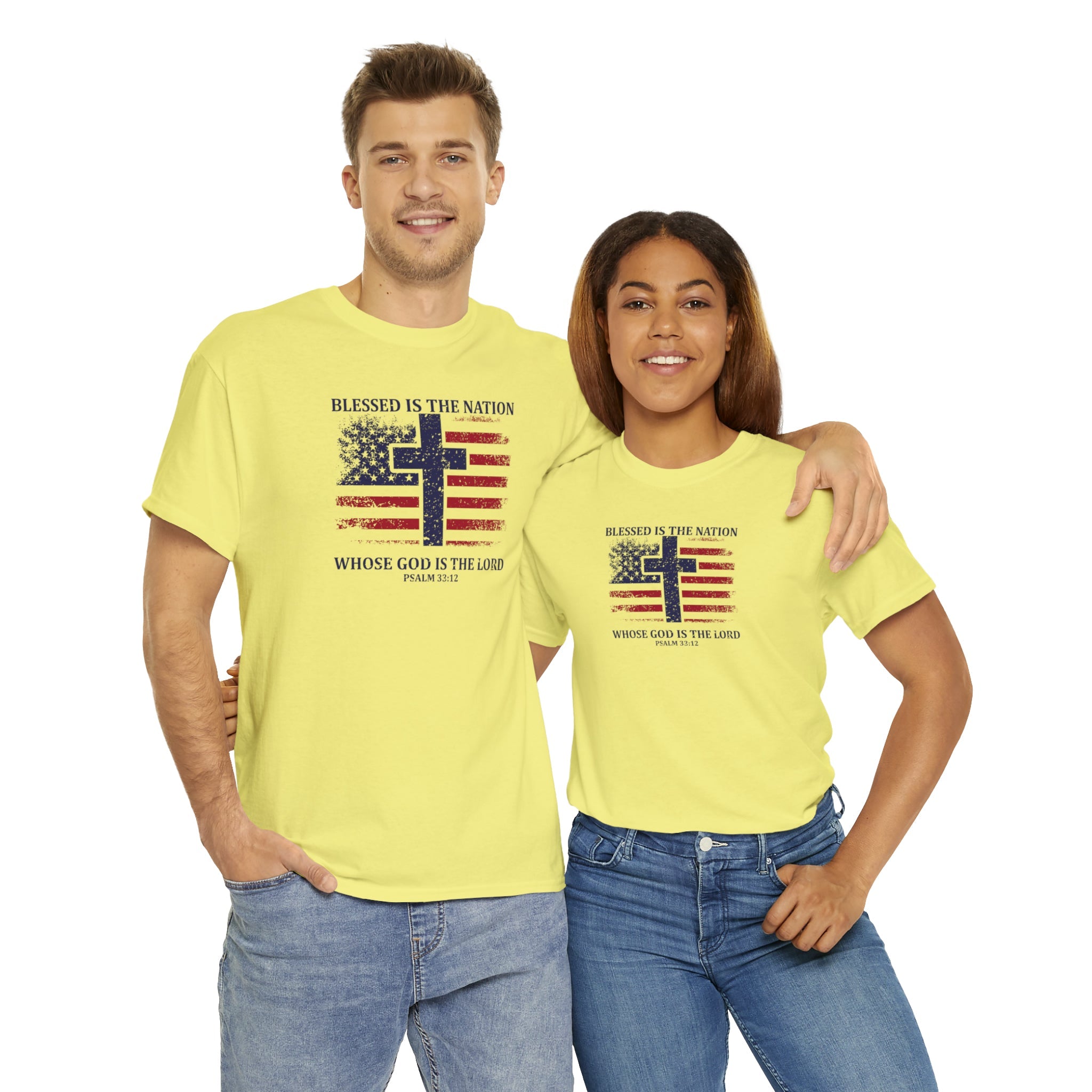 Blessed is the Nation Whose God is Lord (Psalm 33:12) Unisex T-Shirt - PatriotDepot.com