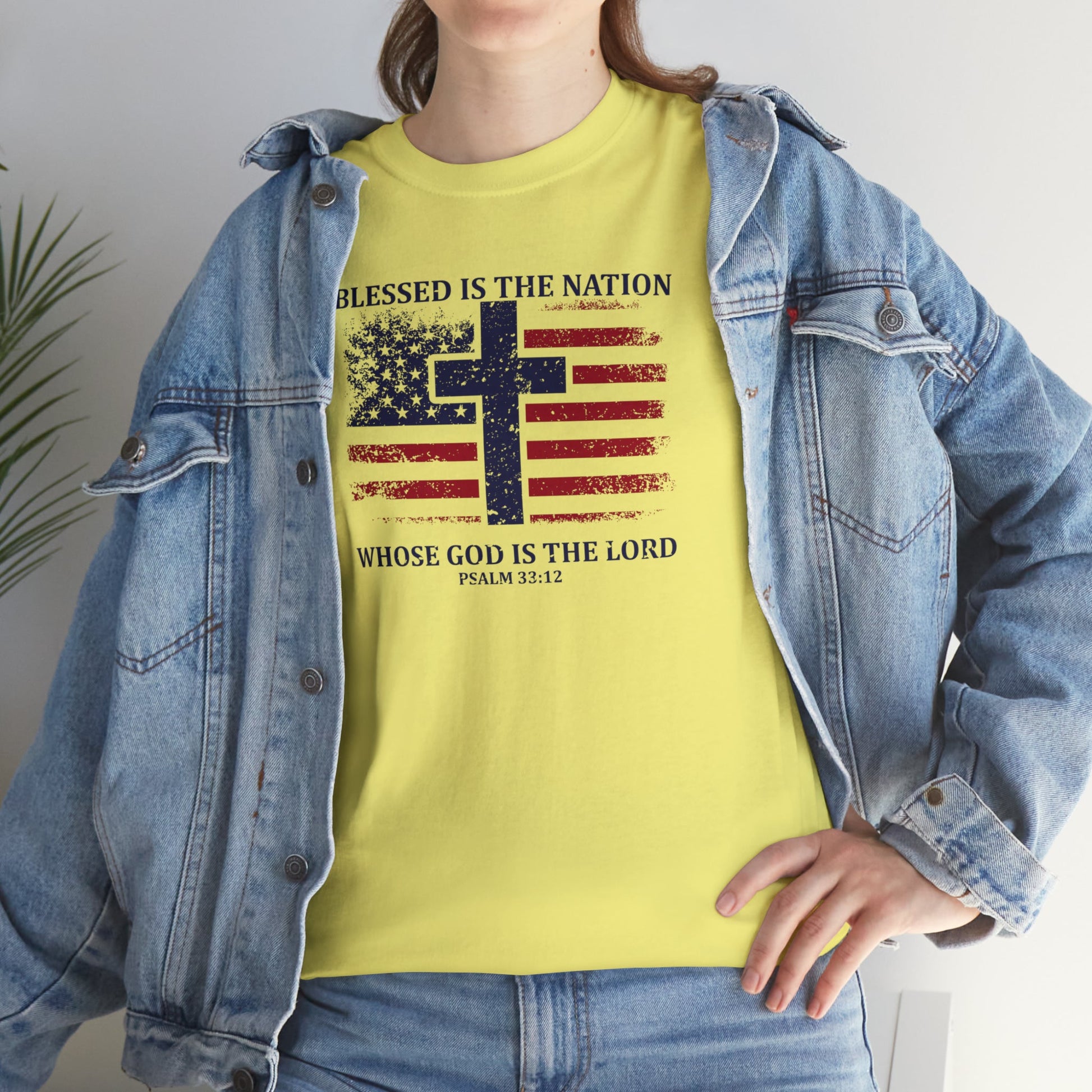 Blessed is the Nation Whose God is Lord (Psalm 33:12) Unisex T-Shirt - PatriotDepot.com