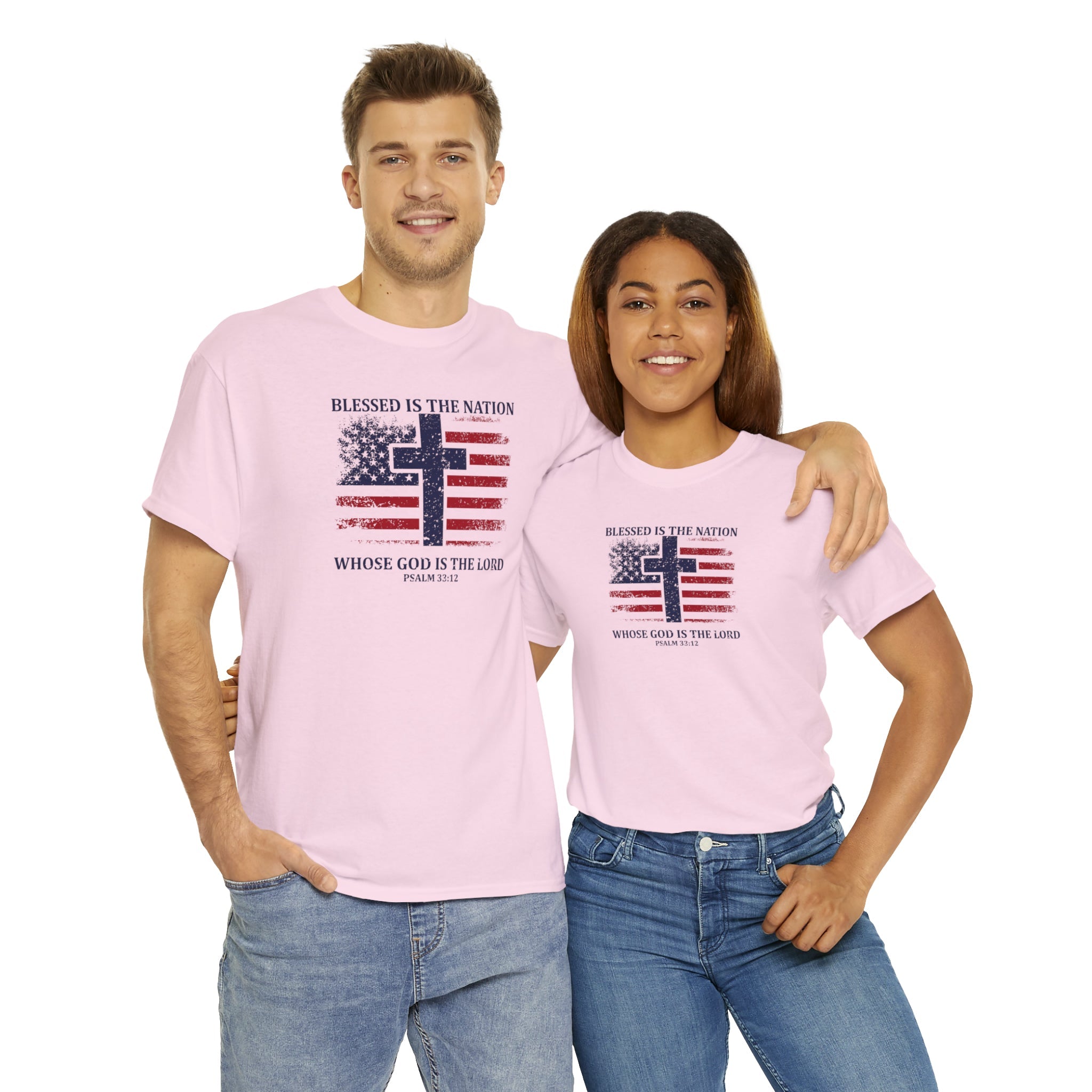 Blessed is the Nation Whose God is Lord (Psalm 33:12) Unisex T-Shirt - PatriotDepot.com