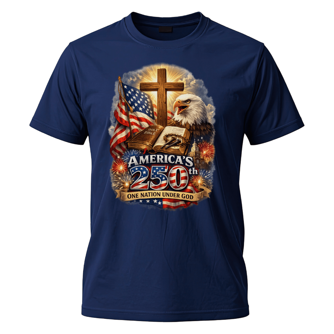 Built on Faith, Forged in Freedom – America’s 250th Anniversary T-Shirt - PatriotDepot.com