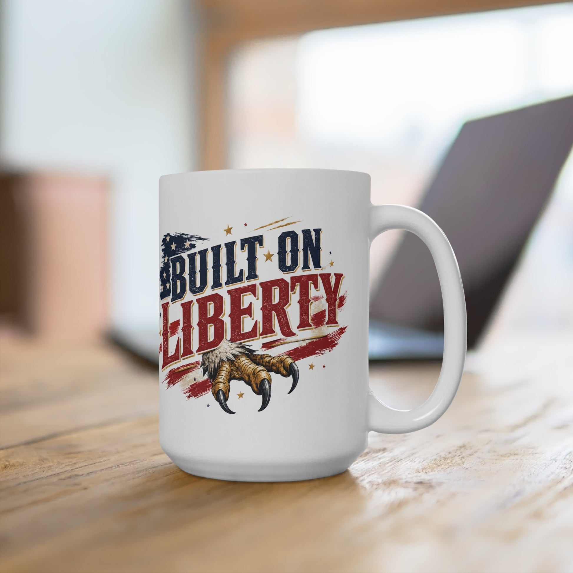 Built on Liberty American Eagle Mug | Rugged Patriotic 15oz - PatriotDepot.com