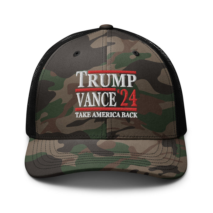 Trump Vance '24 Take America Back Camouflage Trucker Hat