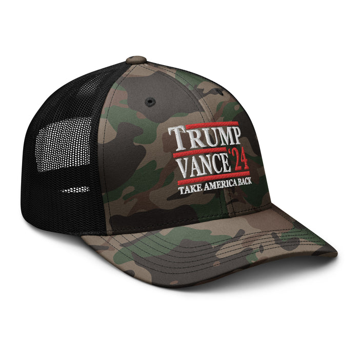 Trump Vance '24 Take America Back Camouflage Trucker Hat