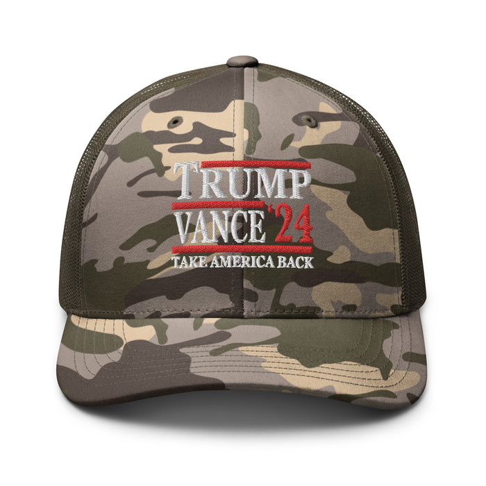 Trump Vance '24 Take America Back Camouflage Trucker Hat