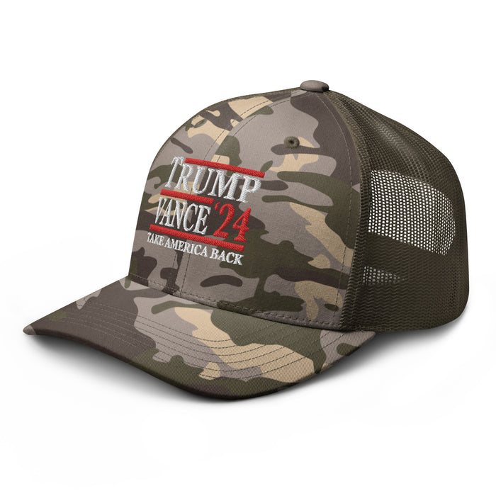 Trump Vance '24 Take America Back Camouflage Trucker Hat