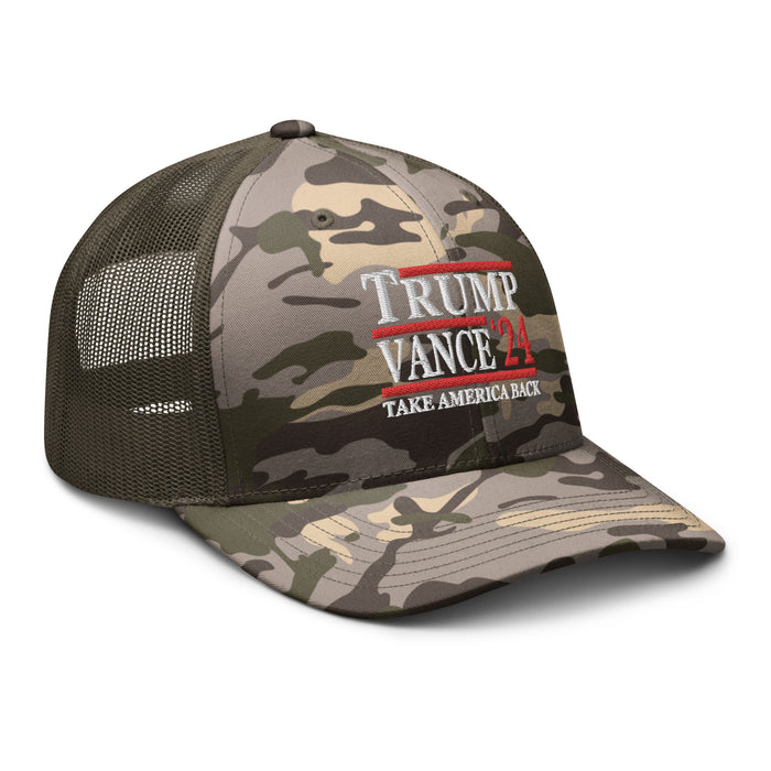 Trump Vance '24 Take America Back Camouflage Trucker Hat