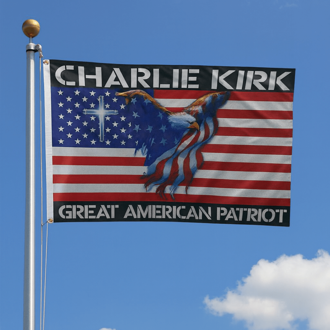 Charlie Kirk: A Great American Patriot USA Cross Flag - PatriotDepot.com