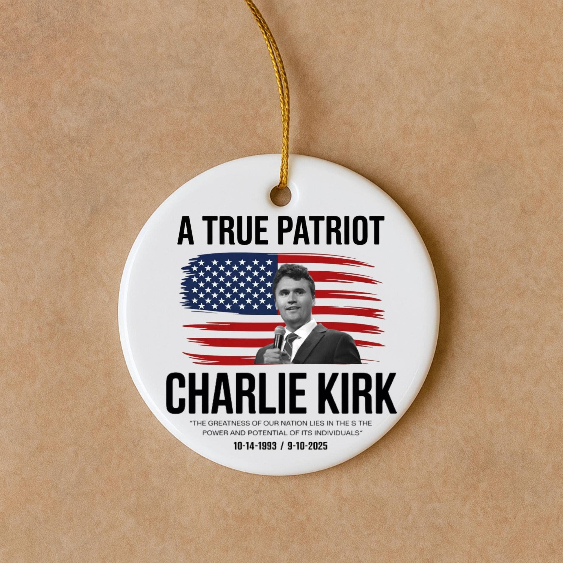 Charlie Kirk “A True Patriot” Memorial Christmas Ornament - PatriotDepot.com
