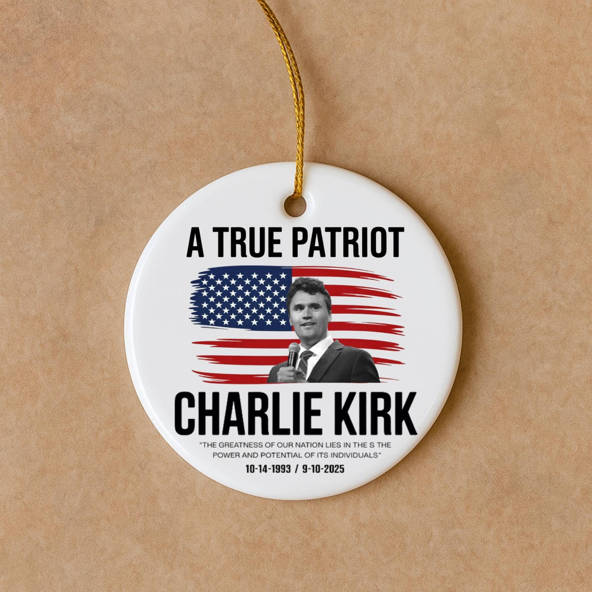 Charlie Kirk “A True Patriot” Memorial Christmas Ornament - PatriotDepot.com