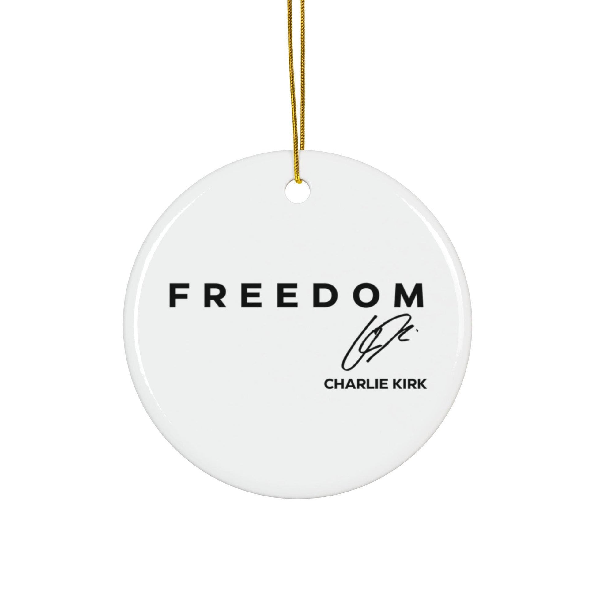Charlie Kirk “FREEDOM” Ceramic Christmas Ornament - PatriotDepot.com