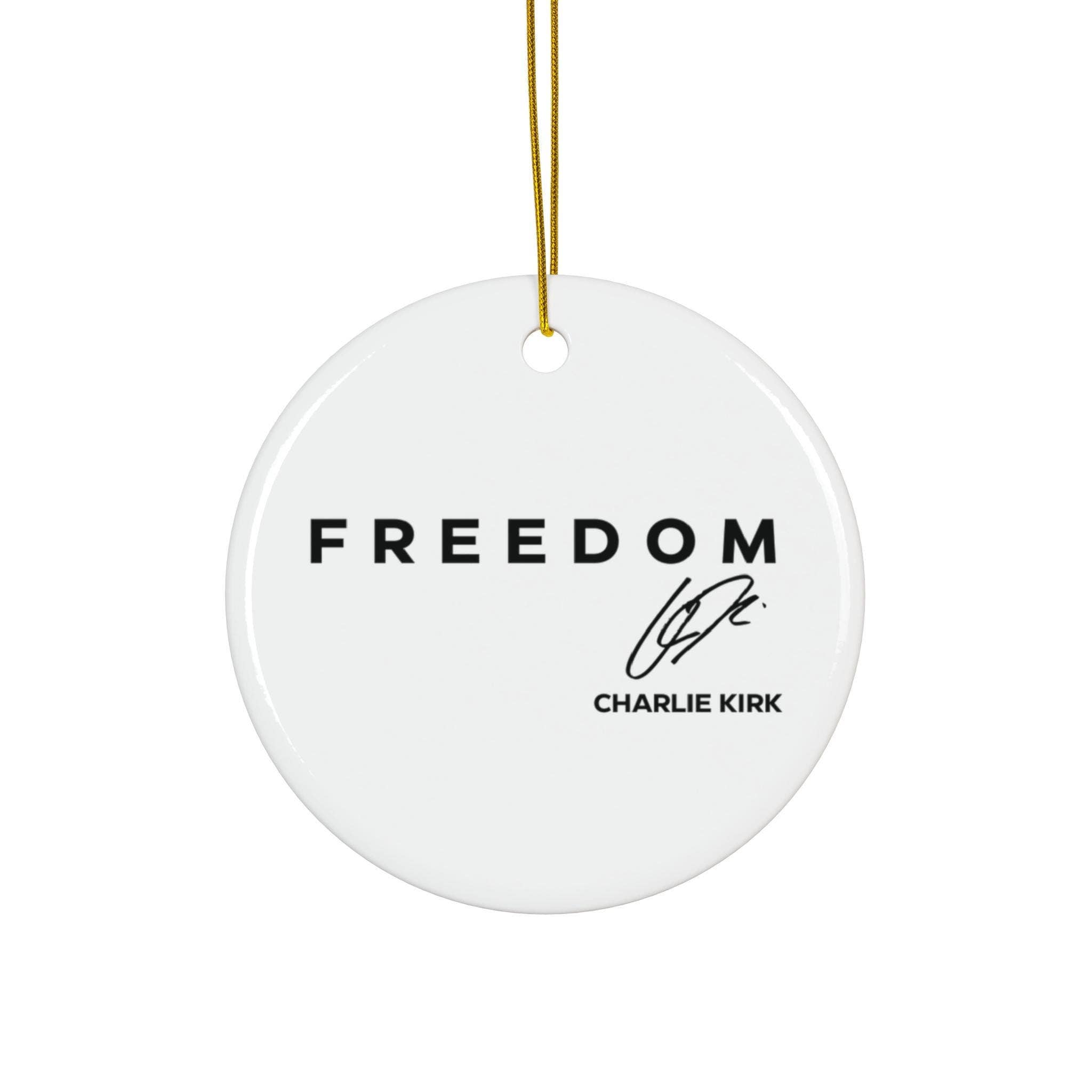 Charlie Kirk “FREEDOM” Ceramic Christmas Ornament - PatriotDepot.com
