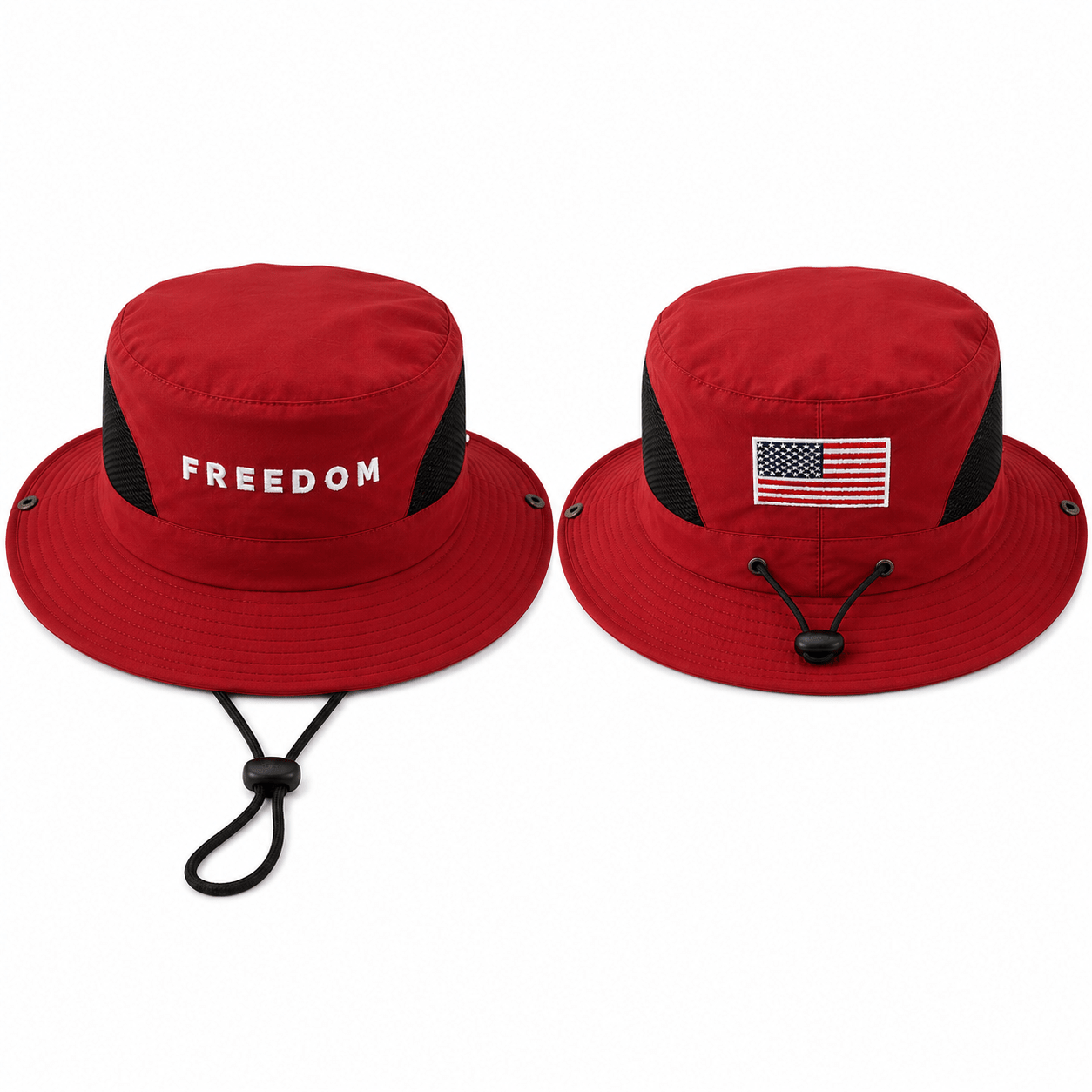 Charlie Kirk Freedom Custom Embroidered Safari Hat | Patriotic Sun Hat - PatriotDepot.com