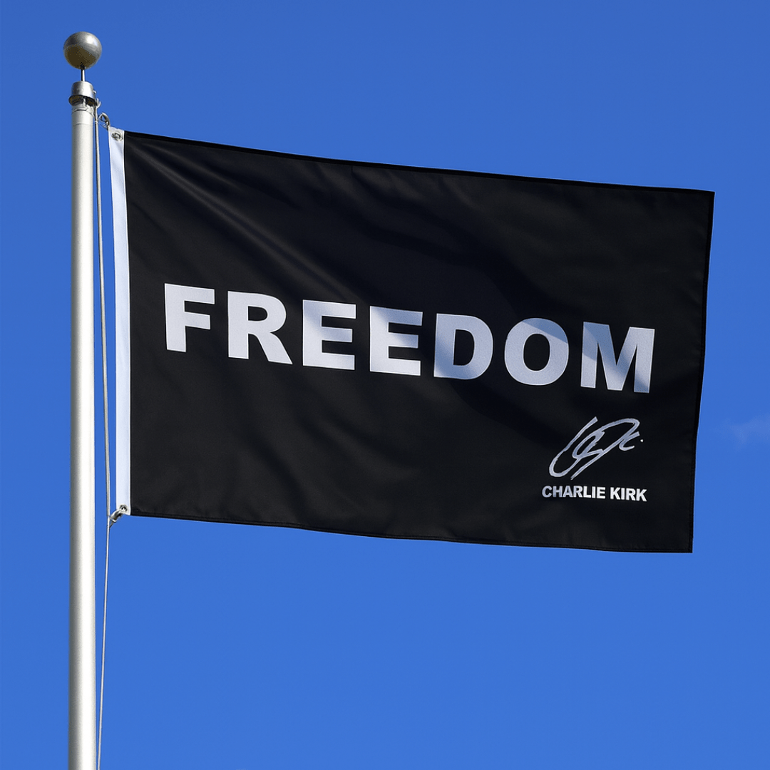Charlie Kirk “FREEDOM” Signature Flag (Black) - PatriotDepot.com