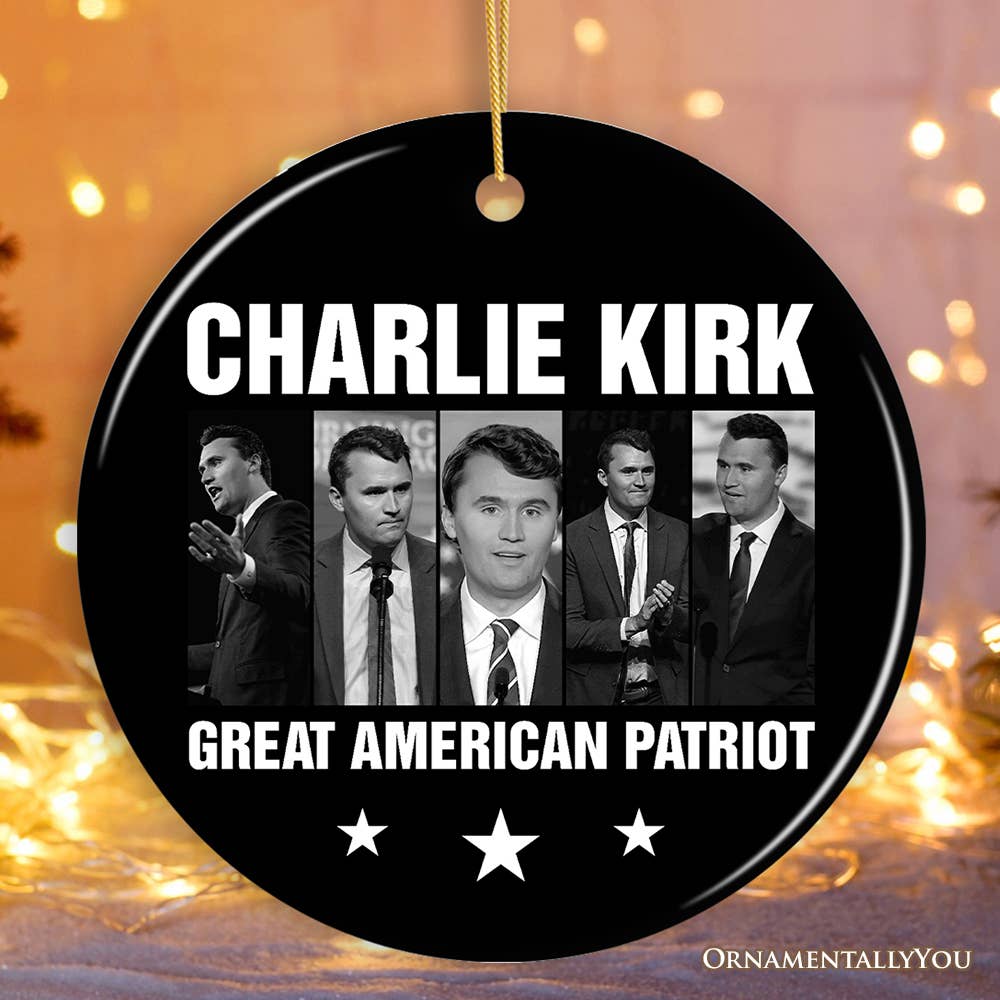 Charlie Kirk “Great American Patriot” Ceramic Ornament – - PatriotDepot.com