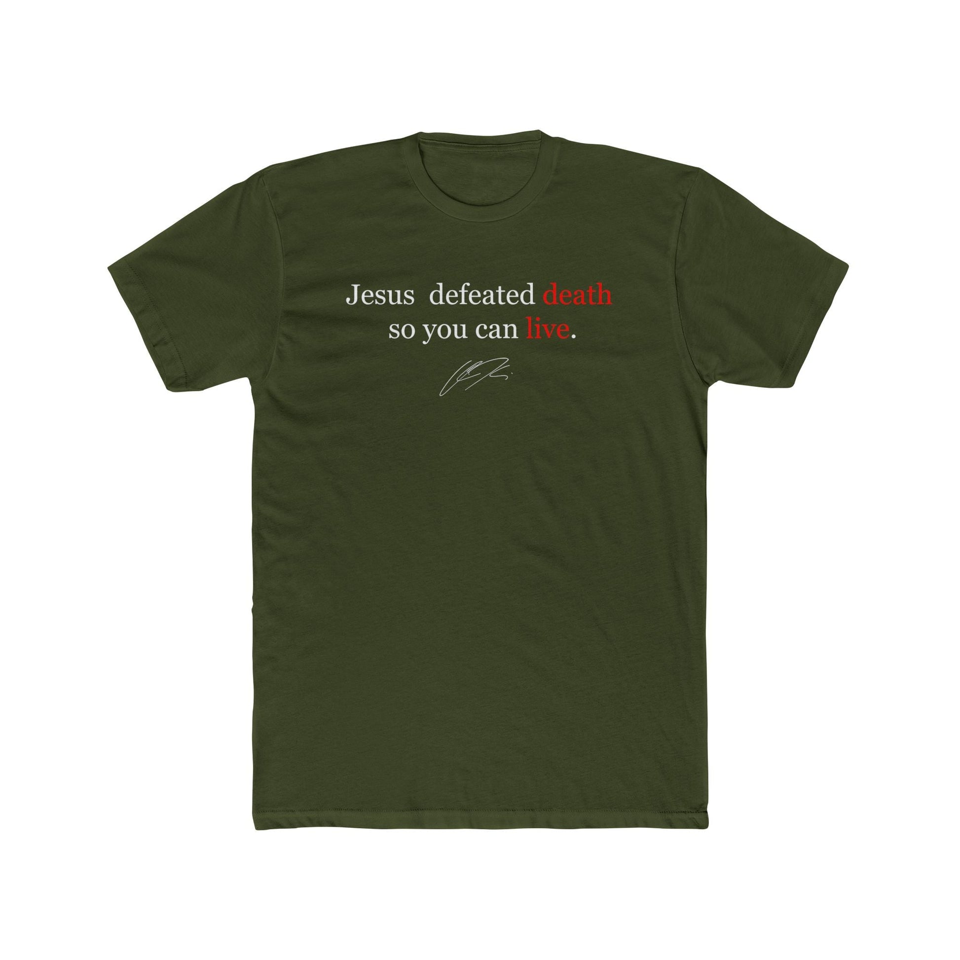 Charlie Kirk "Jesus Defeated Death So You Can Live" T-Shirt - PatriotDepot.com