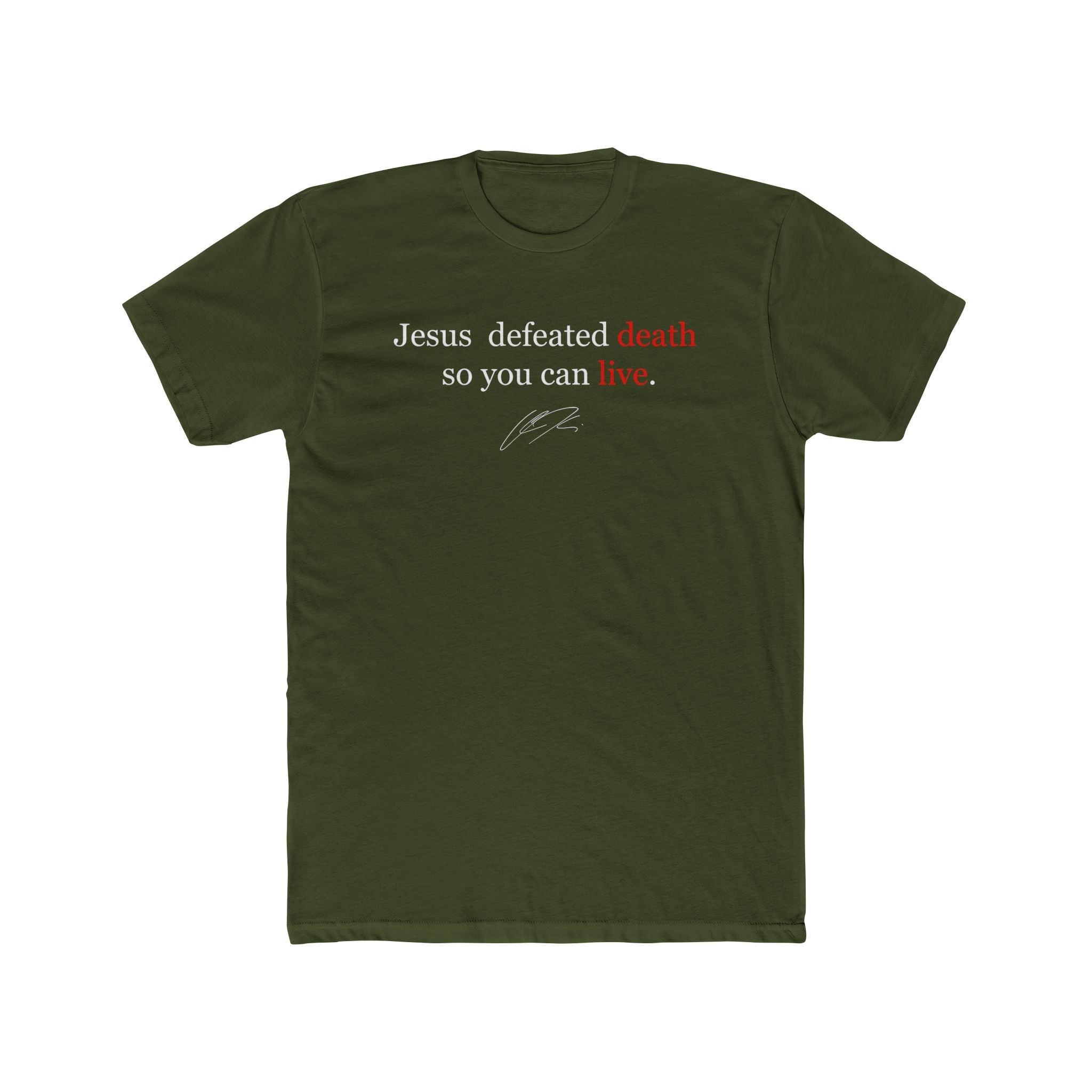 Charlie Kirk "Jesus Defeated Death So You Can Live" T-Shirt - PatriotDepot.com