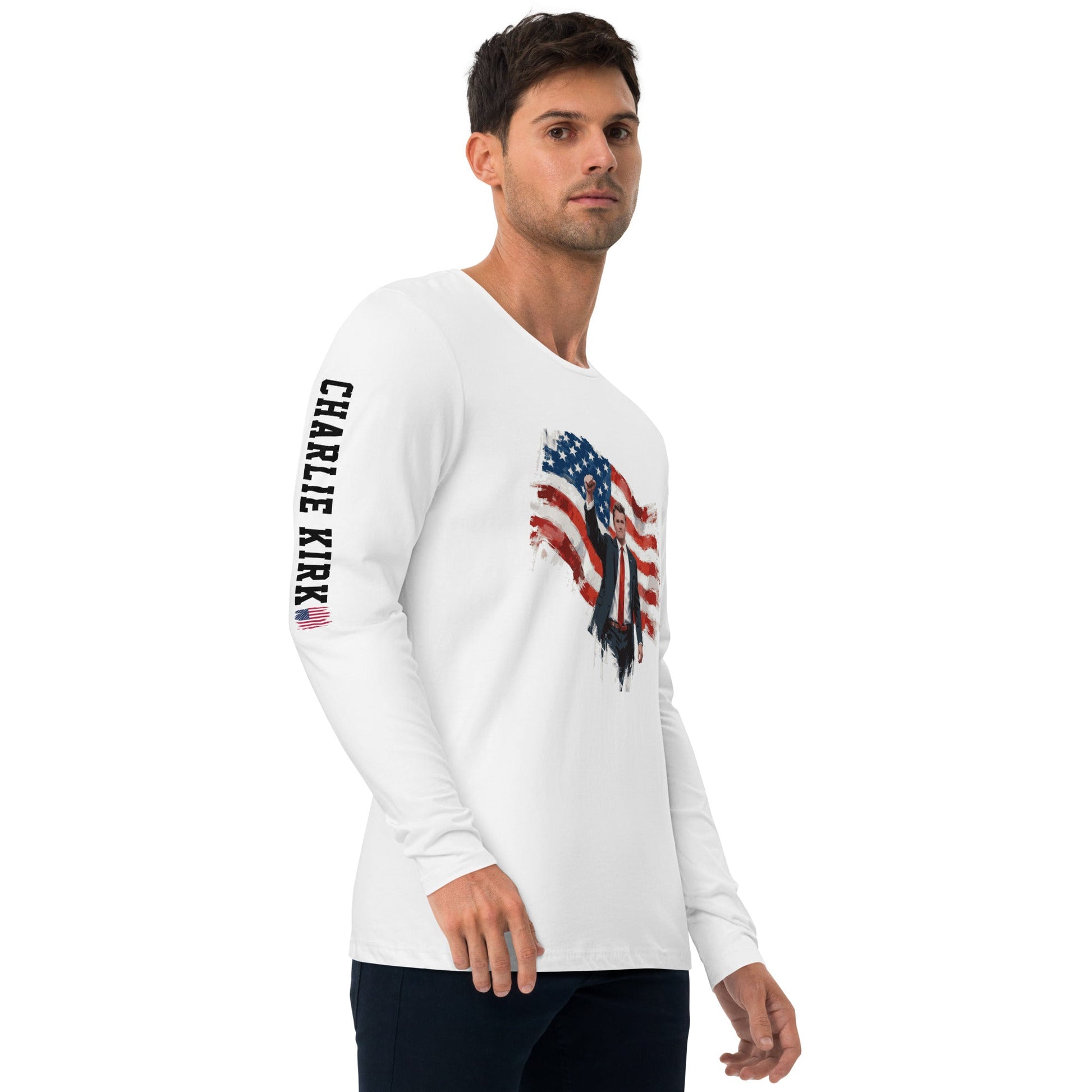 Charlie Kirk Patriotic Freedom Long Sleeve Shirt - PatriotDepot.com