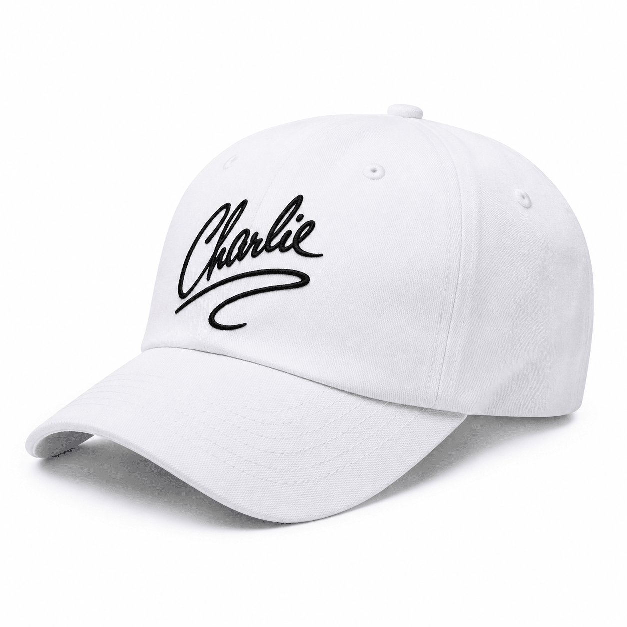 Charlie Kirk Signature Embroidered Hat | White | Charlie Kirk Memorial Collection - PatriotDepot.com