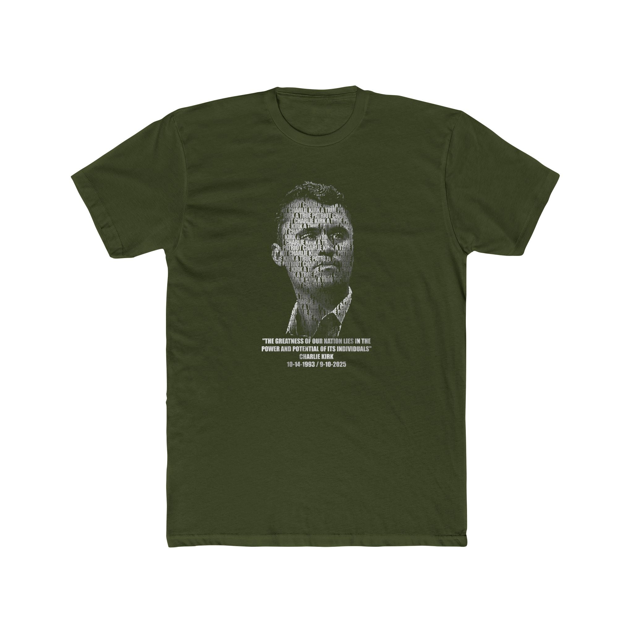 Charlie Kirk "The greatness of our nation lies in the power and potential of it's individuals" T-Shirt - PatriotDepot.com