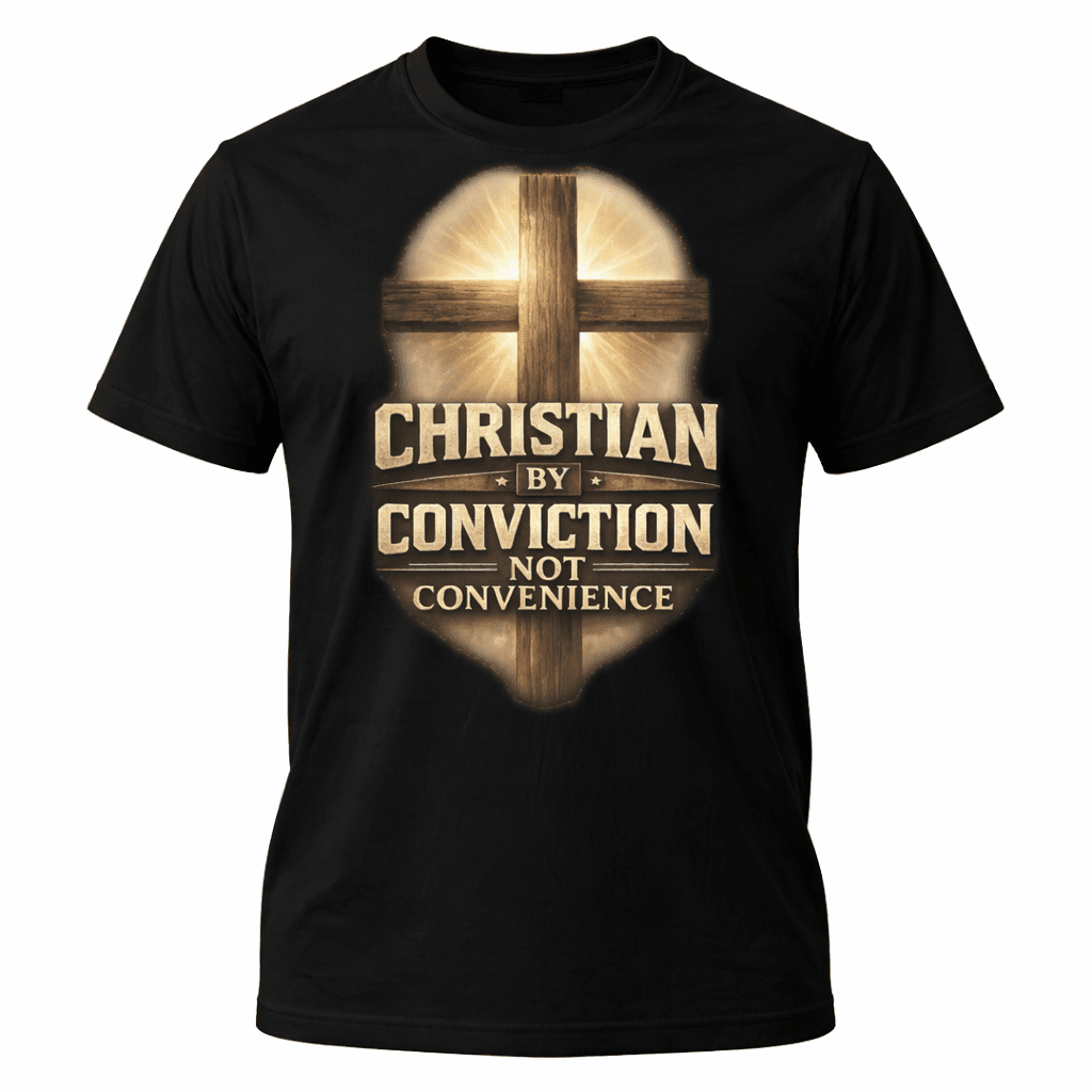 Christian by Conviction Not Convenience T-Shirt – Bold Faith Cross Design - PatriotDepot.com