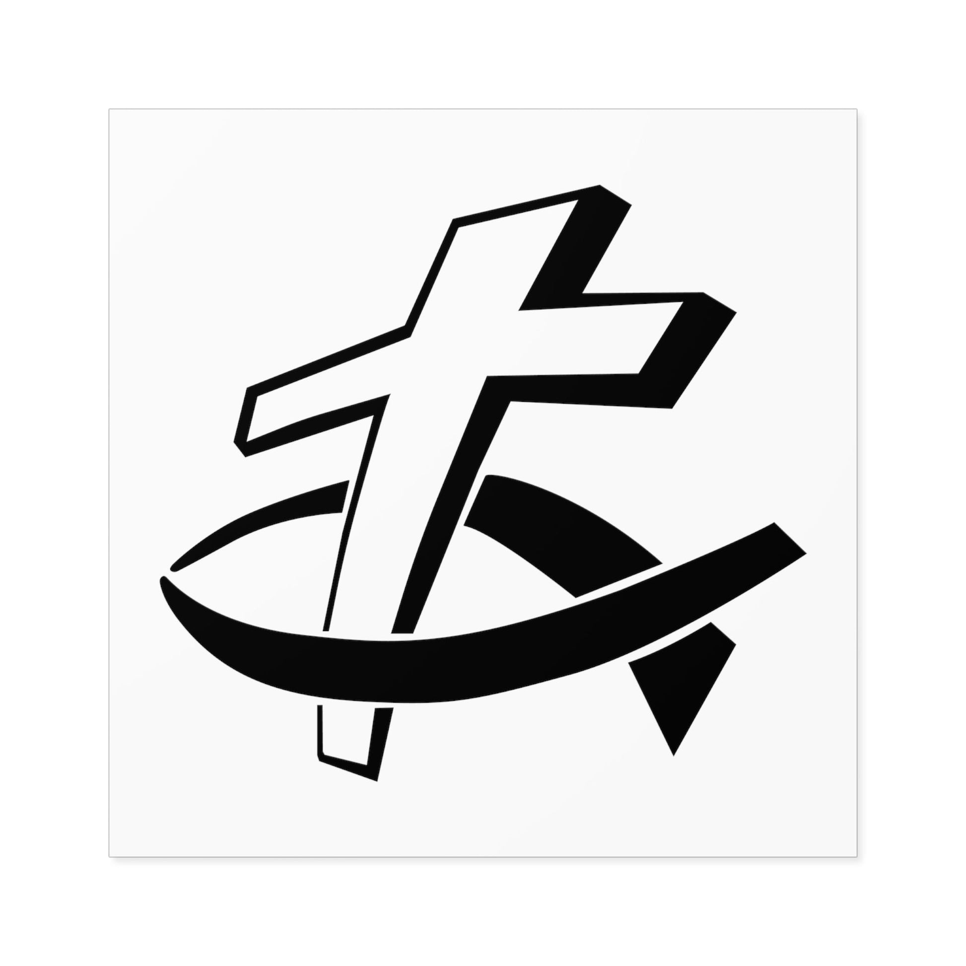 Christian Fish/Cross Sticker (Indoor\Outdoor) - PatriotDepot.com