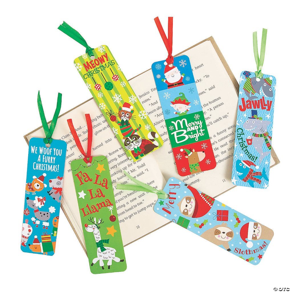 Christmas Bookmarks with Satin Ribbon (4 Pack) - PatriotDepot.com