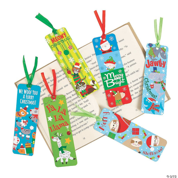 Christmas Bookmarks with Satin Ribbon (4 Pack)