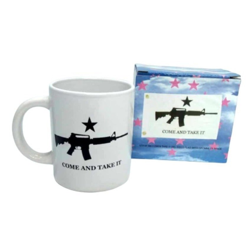 Come and Take It 12oz White Ceramic Mug with 12"x18" Flag - PatriotDepot.com