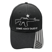 Come And Take It Custom Embroidered (Black/Grey) Hat w/Flag Bill - PatriotDepot.com