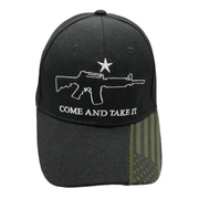 Come And Take It Custom Embroidered (Black/Olive) Hat w/Flag Bill - PatriotDepot.com