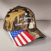 Come and Take It M4 Rifle Camo USA Flag American Cap Embroidered Hat - PatriotDepot.com
