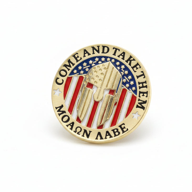 "Come & Take Them" Molon Labe Lapel Pin - PatriotDepot.com