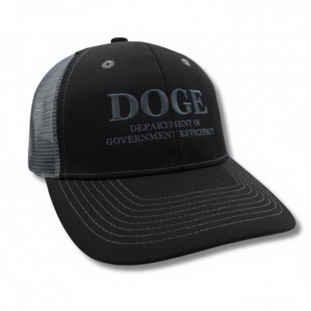 Dark DOGE Department of Government Effeciency Two - Tone Embroidered Trucker Hat - PatriotDepot.com