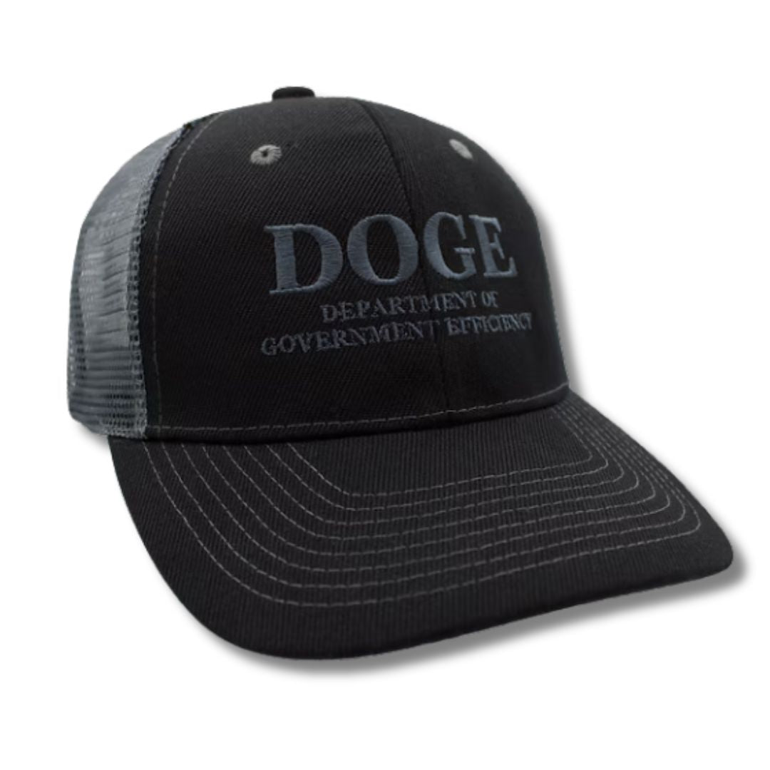 Dark DOGE Department of Government Effeciency Two - Tone Embroidered Trucker Hat - PatriotDepot.com