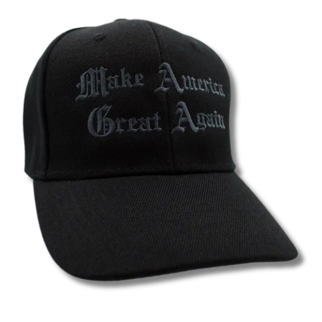 Dark Make America Great Again (Goth Font) Embroidered Hat - PatriotDepot.com