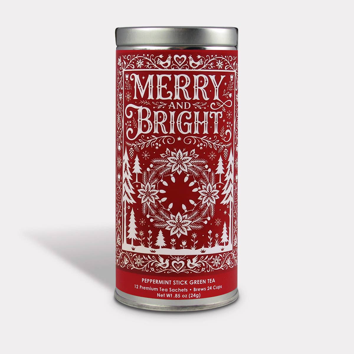 Merry and Bright Peppermint Stick Green Tea | 12 Sachets