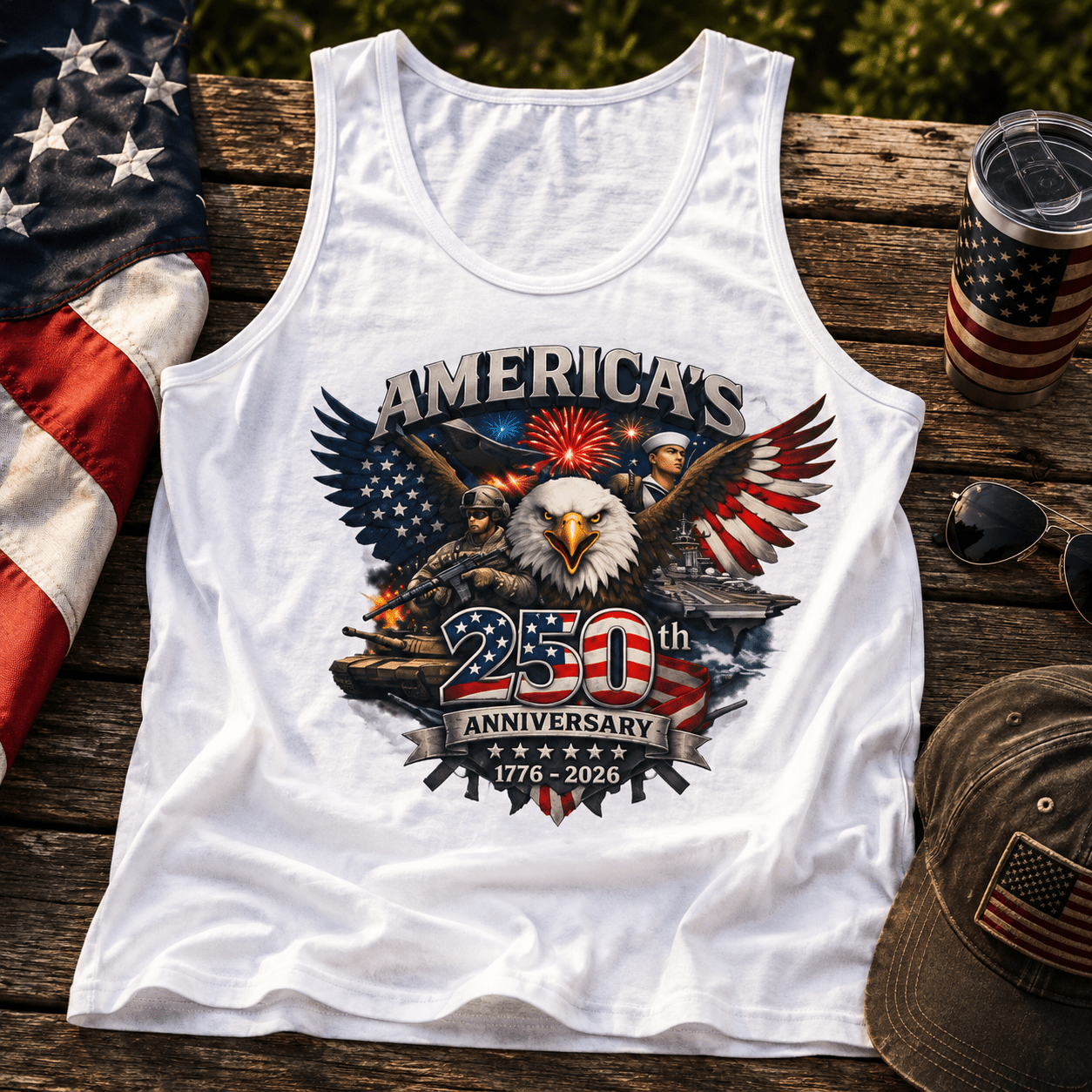 Defenders of Liberty | America’s 250th Anniversary 1776–2026 Tank Top - PatriotDepot.com