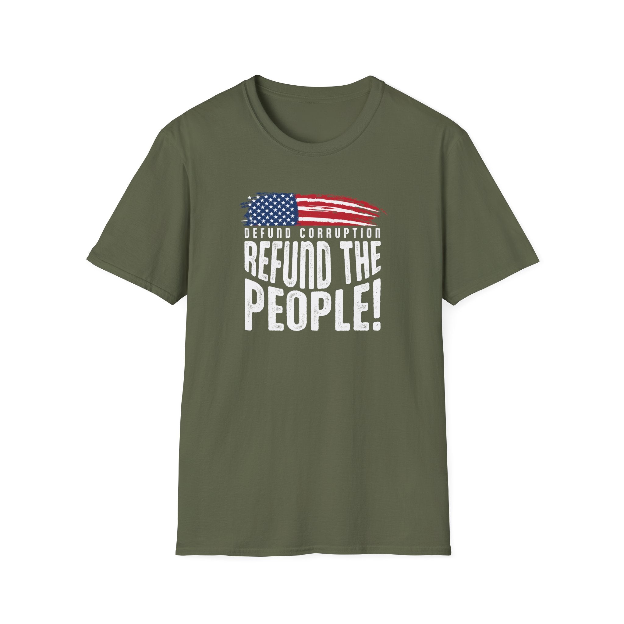 Defund Corruption - Refund the People!" Patriotic T-Shirt - PatriotDepot.com