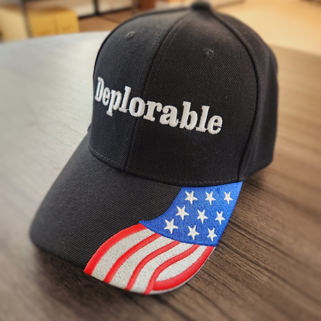 Deplorable Custom Embroidered Hat (with Flag Bill) - PatriotDepot.com