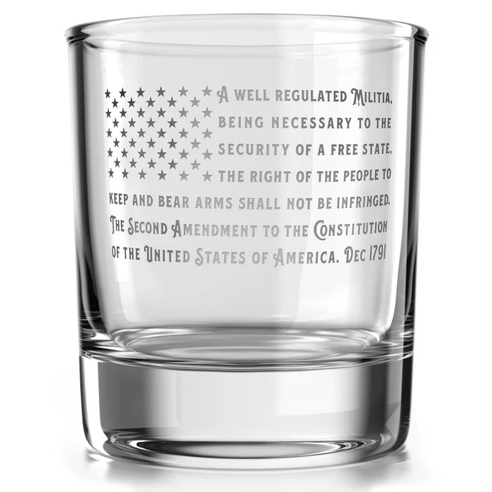 American Flag 2nd Amendment Old Fashioned Rocks Glass